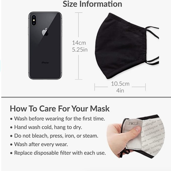 3 Pack Washable Cloth Face Mask Reusable and Adjustable with Filter Pocket - Picture 2 of 3